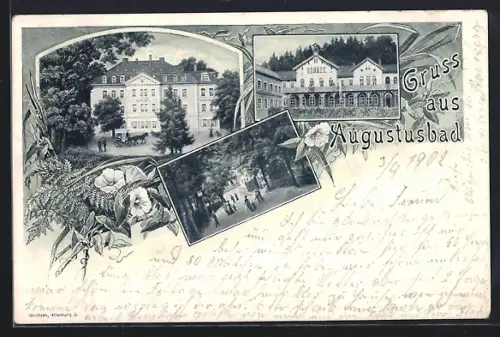 AK Augustusbad, Palais-Hotel und weitere Motive