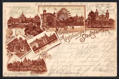 Lithographie Augsburg, Gaststätte Stadtgarten: Cafehaus, Hauptrestauration, Concerthalle