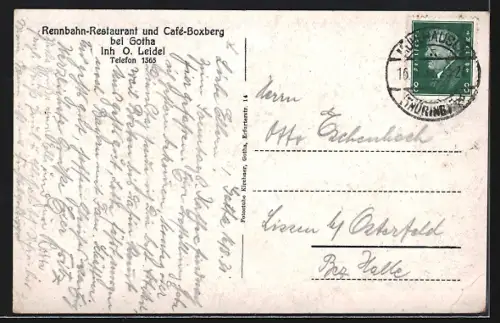 AK Gotha, Rennbahn-Restaurant und Café Boxberg
