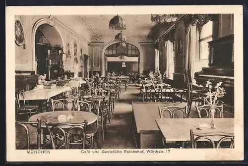 AK München-Haidhausen, Gaststätte Reichshof, Innenansicht Speisesaal, Wörthstrasse 17, Bes. Lorenz F. Nägele