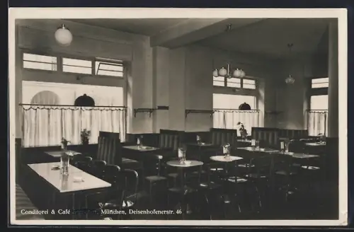 AK München-Obergiesing, Konditorei-Cafe Schreiber, Innenansicht, Deisenhofenerstrasse 46