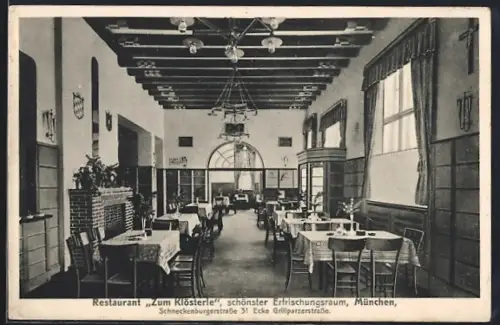 AK München-Haidhausen, Gaststätte Zum Klösterle, Innenansicht, Schneckenburgerstrasse 31