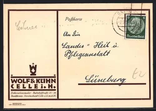 AK Celle i. H., Dekorationsmaler Wolf & Kühn, Bahnhofstrasse 15 - 16, Unfallanzeige