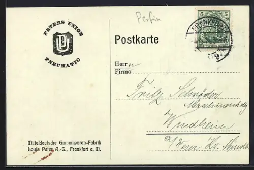 AK Frankfurt a. M., Mitteldeutsche Gummiwaren-Fabrik Louis Peter AG, Zahlungseingang