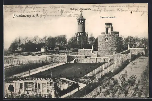 AK Brandenburg a. H., Krieger-Denkmal, die Bismarckwarte