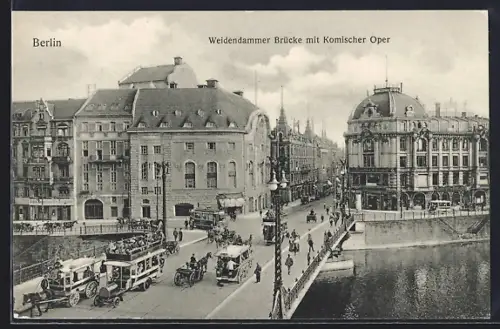 AK Berlin, Weidendammer Brücke mit Komischer Oper