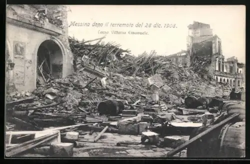 AK Messina, dopo il terremoto del 28 dic. 1908, Corso Vittoria Emanuele