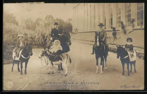 AK Famiglia Reale a Racconigi, Königsfamilie von Italien zu Ross
