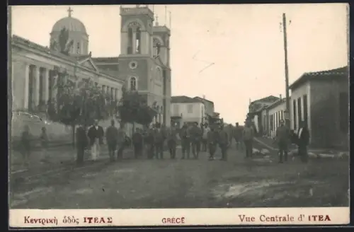 AK Itea, Strassenpartie mit Eglise