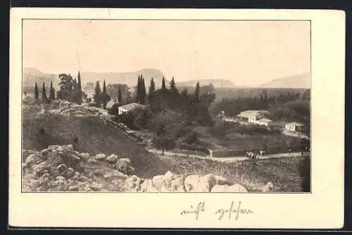 AK Tiryns /Nauplia, Blick zum Palamidi