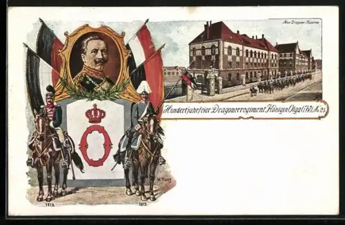 Lithographie Dragoner-Regiment Königin Olga No. 25, Ganzsache PP27 C228 /02