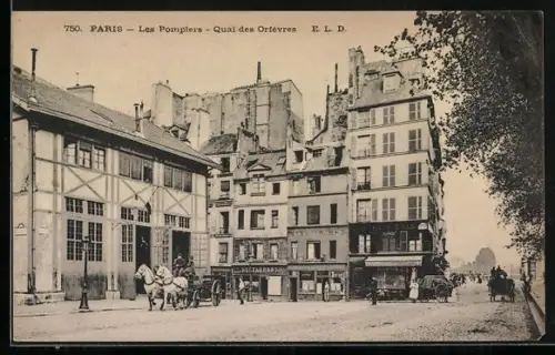 AK Paris, Les Pompiers, Quai des Orfèvres, Feuerwehr