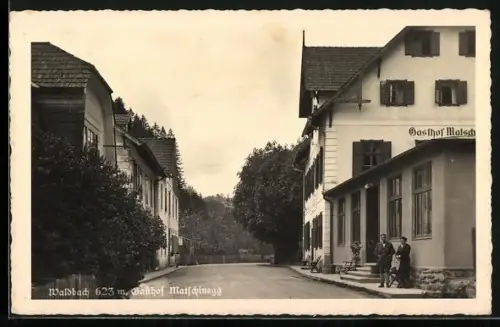 AK Waldbach, Gasthof Matschinegg mit Strassenpartie