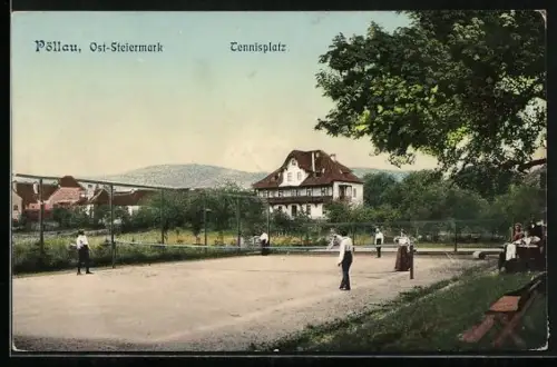 AK Pöllau /Ost-Steiermark, Tennisplatz mit Spielern