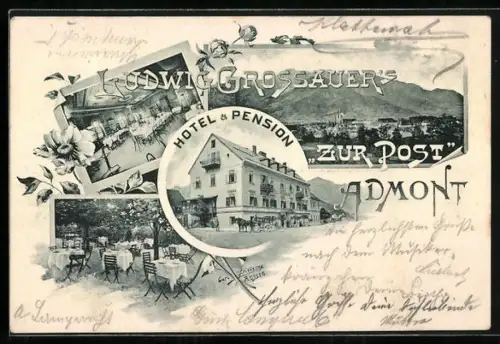 AK Admont, Ludwig Grossauers Hotel & Pension Zur Post, Innenansichten, Ortsansicht