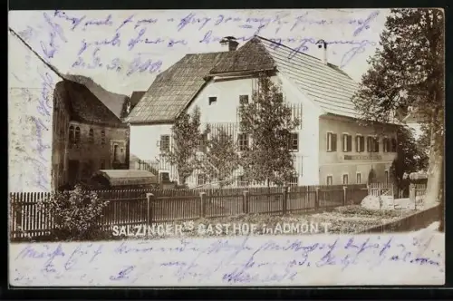 AK Admont, Salzingers Gasthof mit Garten