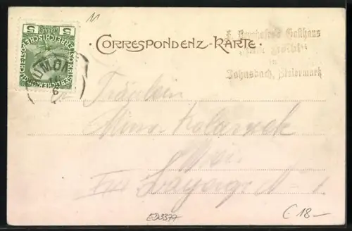AK Johnsbach /Ober-Steiermark, Kölbls Gasthaus, Ortsansicht aus der Vogelschau