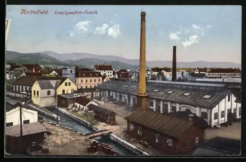 AK Knittelfeld, Emailgeschirr-Fabrik aus der Vogelschau