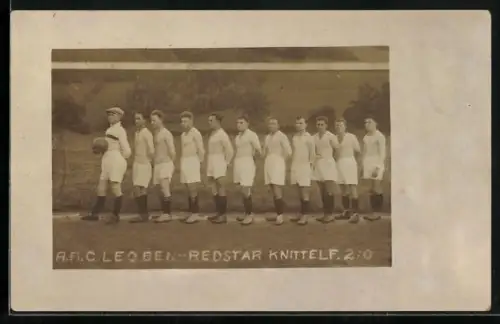 Foto-AK Leoben, Fussballmannschaft AAC Leoben siegreich mit 2:0 gegen Redstar Knittelfeld