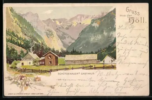 Lithographie Gusswerk, Höll, Gasthaus Schützenauer