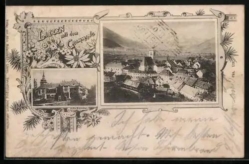 AK Liezen, Villa Dumba, Ortsansicht mit dem Grimming