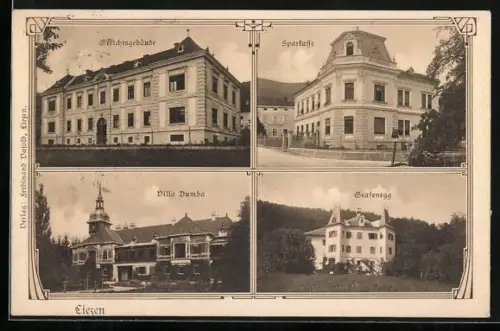 AK Liezen, Gerichtsgebäude, Sparkasse, Villa Dumba, Grafenegg