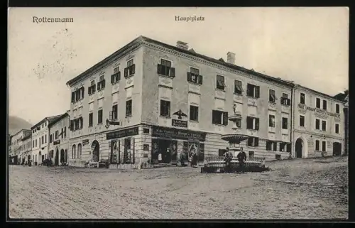 AK Rottenmann, Franz Lindmayrs Gasthof u. Fleischhauerei, Hauptplatz