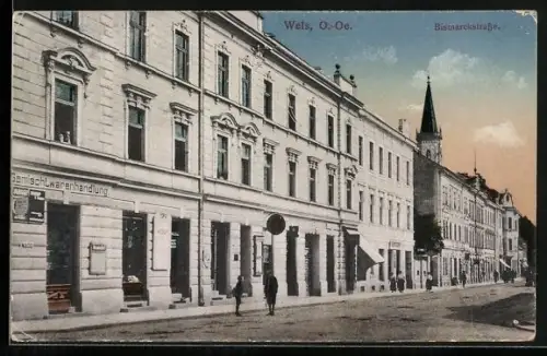 AK Wels /O.-Oe., Gemischtwarenhandlung in der Bismarckstrasse