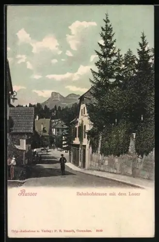 AK Aussee, Bahnhofstrasse mit dem Loser