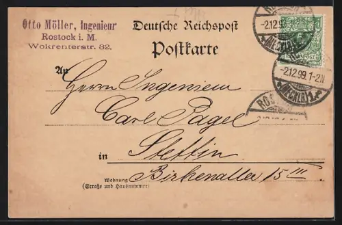 AK Rostock, Neuer Markt mit Marienkirche