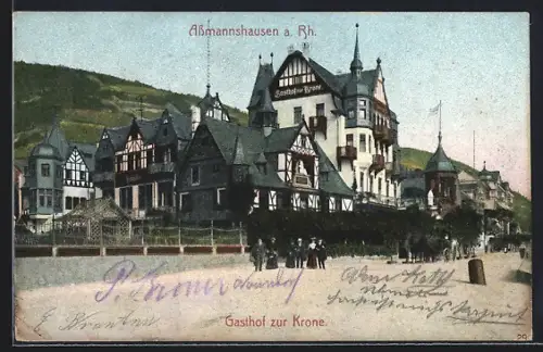 AK Assmannshausen / Rhein, Gasthof zur Krone