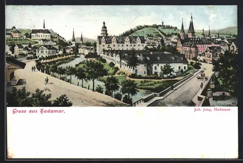 AK Hadamar, Blick über den Ort mit Fluss