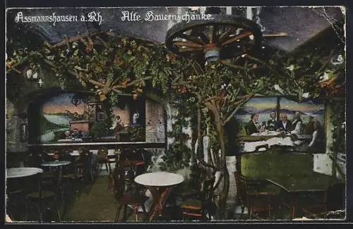 AK Assmannshausen a. Rh., Gasthaus Alte Bauernschänke, Innenansicht