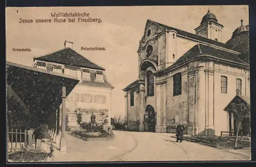 AK Friedberg / Bayern, Wallfahrtskirche Jesus unsere Ruhe mit Kreuzweg und Priesterhaus