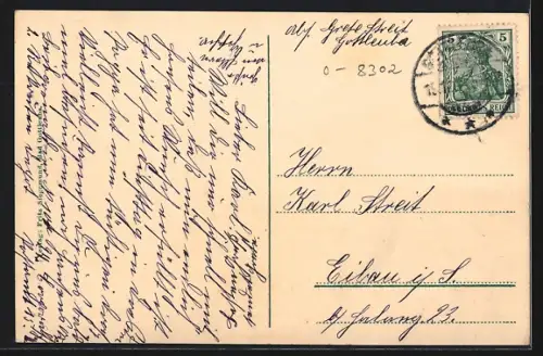 AK Bad Gottleuba, Strassenpartie mit Strassenbahn