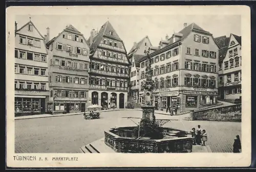 AK Tübingen a. N., Marktplatz mit Restaurant Silberburg