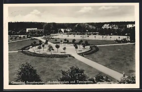 AK Brunshaupten, Ostseebad, Hindenburgplatz und Tennisplätze