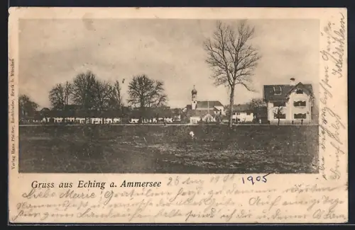 AK Eching a. Ammersee, Ortspartie mit Kirche