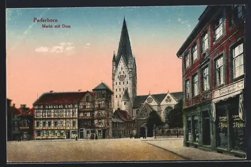 AK Paderborn, Markt mit Dom