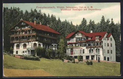 AK Freudenstadt /Württb. Schwarzwald, Wald-Hotel Stokinger mit Dependance