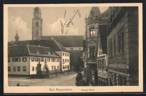 AK Bad Mergentheim, Brunnen auf dem unteren Markt