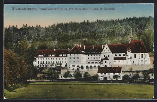 AK Sigmaringen, Franziskaner-Kloster mit Herz-Jesu-Kirche in Gorheim