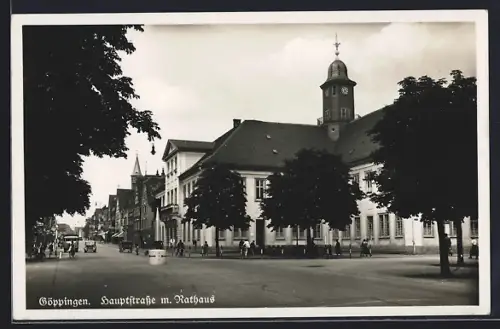 AK Göppingen, Hauptstrasse mit Rathaus