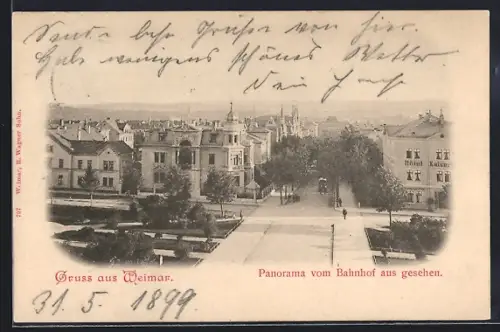 AK Weimar / Thüringen, Panoramablick vom Bahnhof aus gesehen