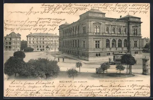 AK Weimar / Thüringen, Blick auf das Museum mit umliegenden Gebäuden