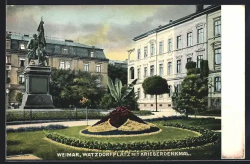 AK Weimar / Thüringen, Watzdorfplatz mit Kriegerdenkmal