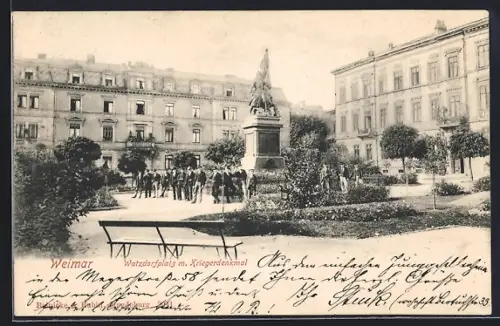 AK Weimar / Thüringen, Watzdorfplatz mit Kriegerdenkmal