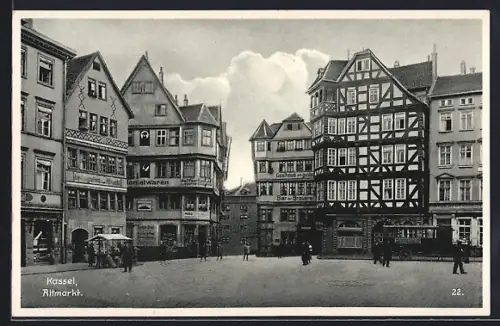 AK Kassel, Altmarkt mit Restauration und Geschäften
