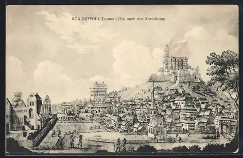 AK Königstein /Taunus, Ortsansicht nach der Zerstörung 1794
