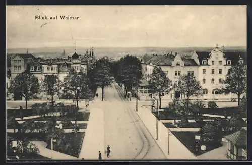 AK Weimar / Thüringen, Blick auf Weimar, Strassenansicht, Parkanlage